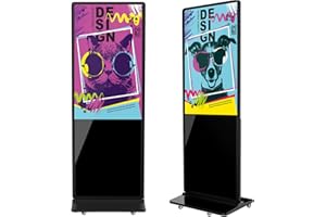 SIOXCFZ 37-inch Indoor Floor Standing Digital Signage Display, 2K FHD LCD Screen Android OS Kiosk Stand with 2 Speakers, Auto Media Display Advertising Player Supports Remote Control