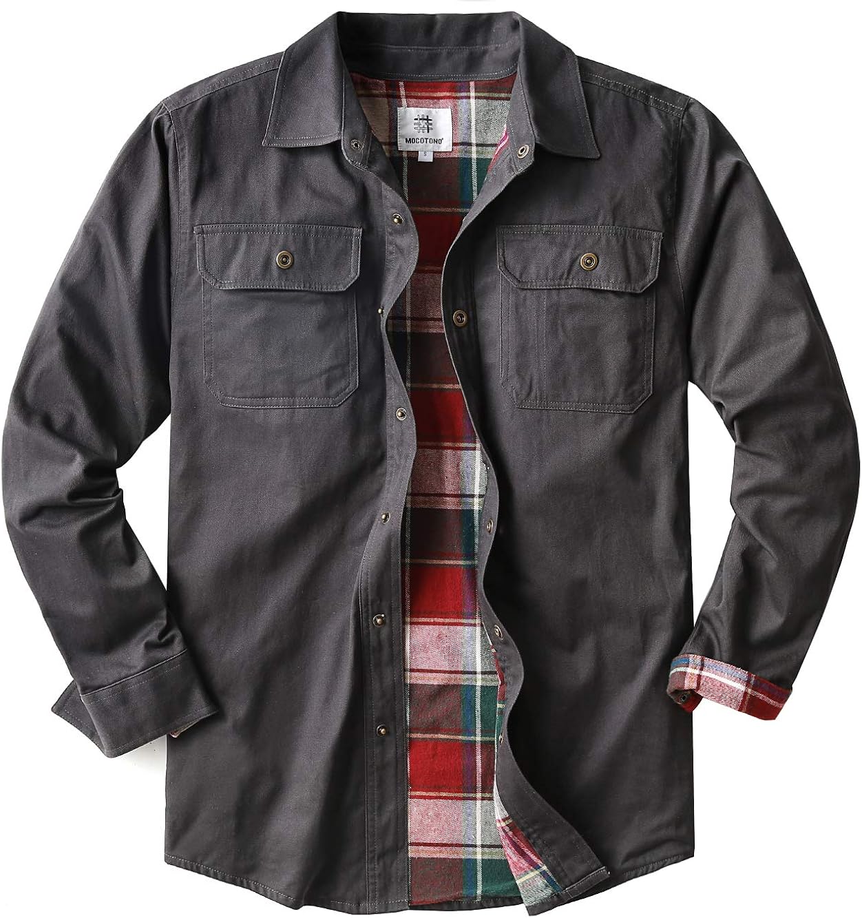 Men's Heavyweight Canvas Flannel Lined Shirt Jacket at  Men’s Clothing store
