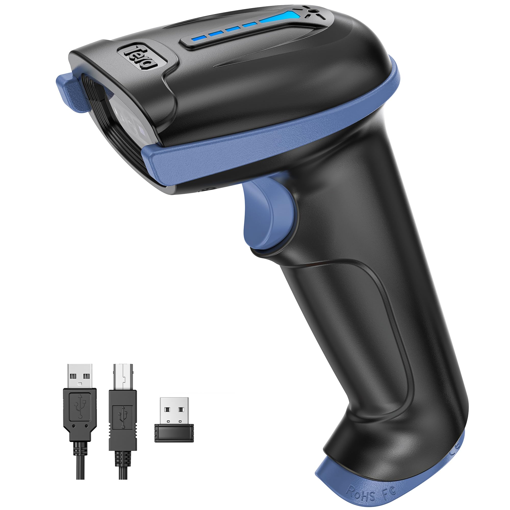 Photo 1 of Tera 1D 2D QR Barcode Scanner Wireless and Wired with Battery Level Indicator Digital Printed Bar Code Reader Cordless Handheld Barcode Scanner Compact Plug and Play Model D5100