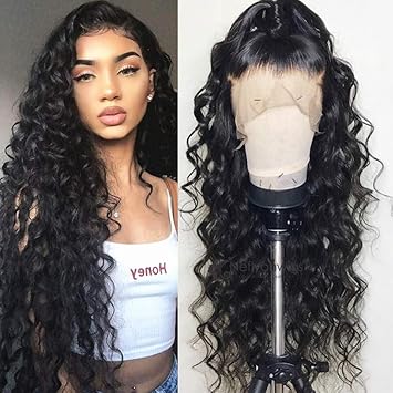 Amazon Com Loose Wave Wig 360 Lace Frontal Human Hair Wigs With