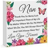 Nan Gifts for Grandma Unique Wooden Block Sign Desk Table Decor Sign for Nan Christmas Birthday Mothers Day Gift for Grandma from Granddaughter Grandson Grandkids