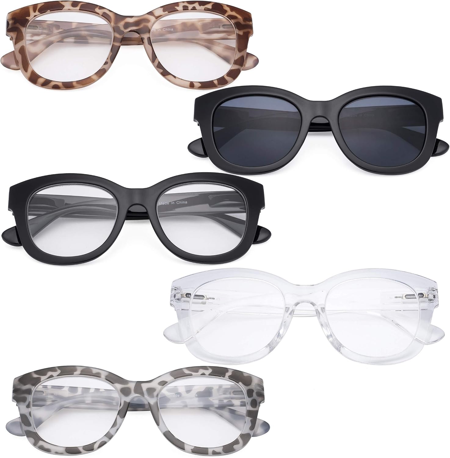 Eyekeeper Oversized Reading Glasses - Retro Readers for Women Reading +1.00, 5 Pair Mix - Image 3