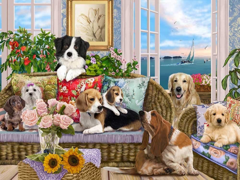 Vermont Christmas Company Dogs on The Sofa Jigsaw Puzzle 550 Piece