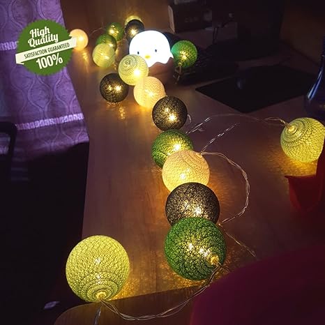 LED Lichterkette mit Baumwollkugeln, Chickwin Batterie 6cm Kugeln Mit Deko Licht Festlich Geburtstag Party Cotton Ball Themen