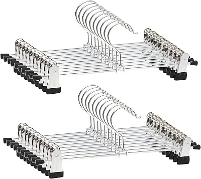 XIAO MO GU Trouser Hangers 20 Pack with Adjustable Metal Clips Silver