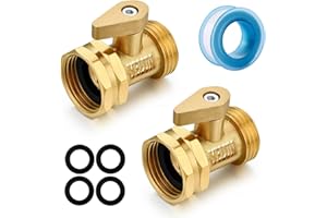 YELUN Garden hose shut off Valve- 3/4”Heavy Duty Brass Shut Off ball Valve Garden Hose Connector 2 Set