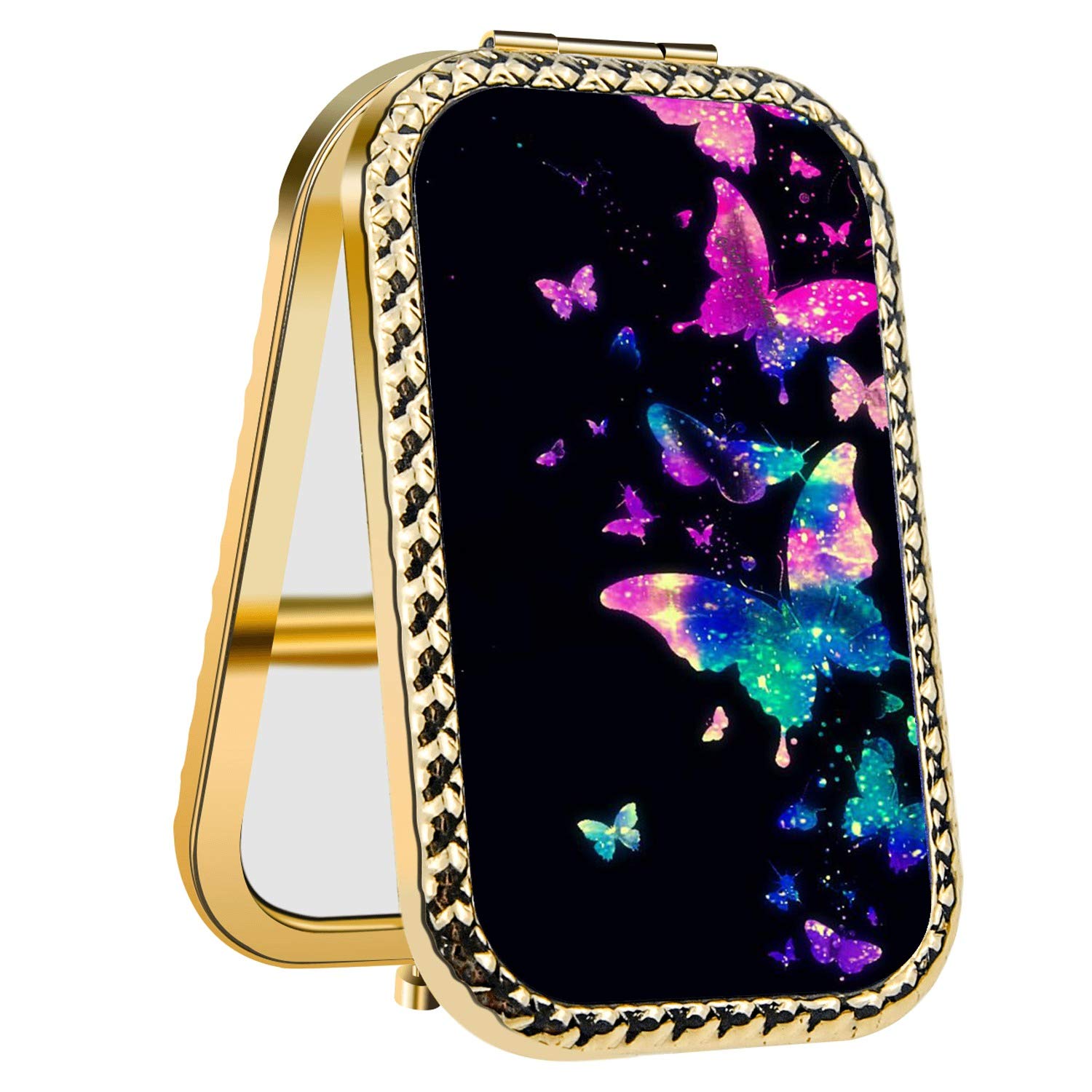 Butterfly Compact Mirror Rectangle Gold Makeup Mirror