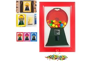 ASAINT Candy Dispenser Picture Frame, Picture Frame Candy Dispenser, Handy Wall Mounted Gumball Machine Dispenser, Photo Wall Mount for Hanging or Tabletop Pet Snacks (Red)