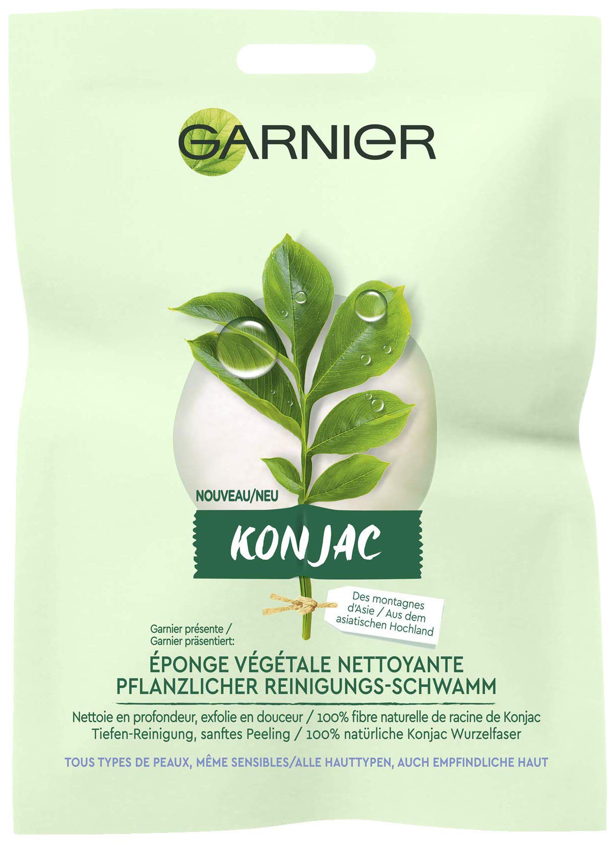 Garnier Facial Cleansing Face Scrub Konjac Sponge Natural Cosmetics Garnier Konjac Plant Cleansing Sponge, 1 Piece