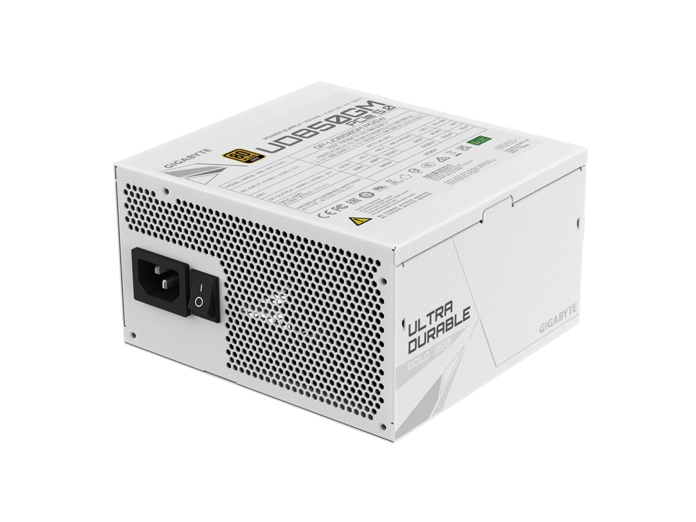 GIGABYTE GP-UD850GM PG5W - PCIe5.0 Ready - ATX3.0-850W 80 Plus Gold Certified - Fully Modular Power Supply - Japanese Capacitors