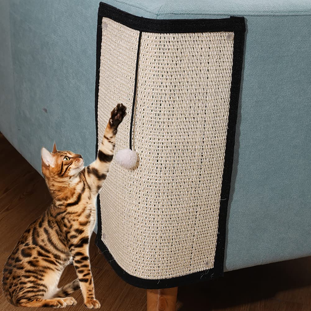 Cat Scratching Mat Sofa Furniture Protector Cat Scratcher Board Natural Sisal Kitty Scratching Pad Scratch Couch Cover Guard Kitten Claws Care Toy Scratcher Mat Rug Pet Grinding Claw Protect Furniture