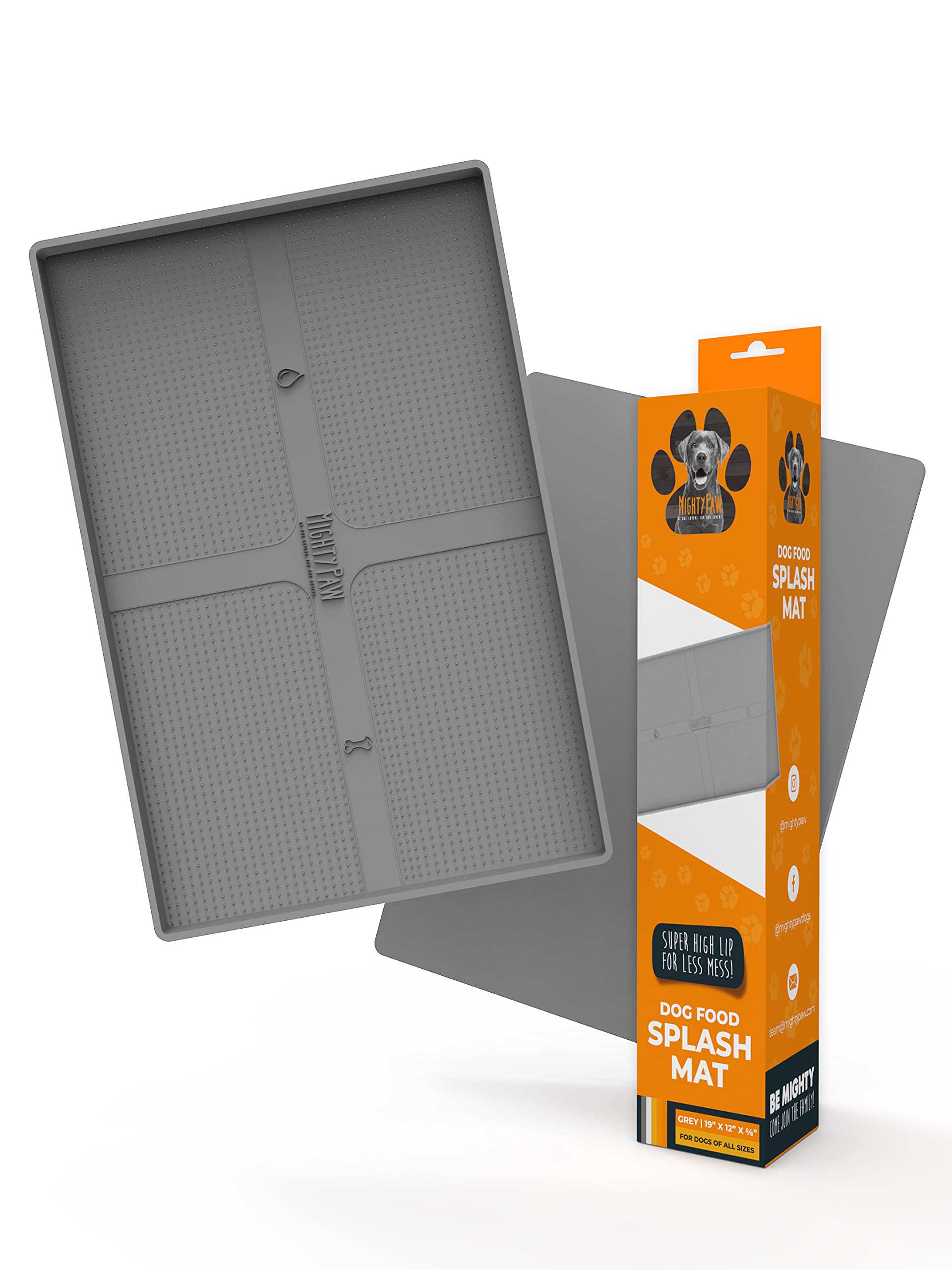 Mighty Paw Dog Bowl Splash Mat | Non Slip Silicone Mat for Dog Food and Water (48 x 30 cm)