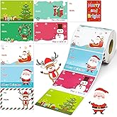 Yokodaza 500 PCS Christmas Gift Tags, Self Adhesive Santa Claus Stickers, Festive Holiday Name Labels for Wrapping Paper Presents Decor, 8 Designs
