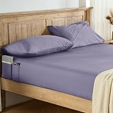 Entisn Pure Cotton Fitted Sheet, Side Pockets, Queen (Lavender) | 400 Thread Count, 16-Inch Deep Pocket, Breathable Cotton, Side Storage Pockets, Machine Washable