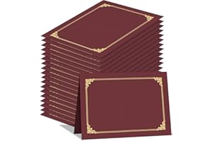 HAUTOCO 50 Packs Certificate Holders, Burgundy Diploma Holders, Document Award Covers Certificate Folders with Gold Foil Border for 8.5x11 Letter Size