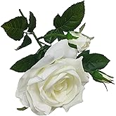 ATFL 4 Pcs Silk Fake Real Touch White Rose Flowers Bulk,Artificial Roses with Stems for Wedding Arrangement Centerpieces Party Home Table Decorations