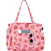 Miss Adola Large Corduroy Tote Bag for Women - Cute Shoulder Reusable Canvas Bags with Zipper Multi-Pocket for School