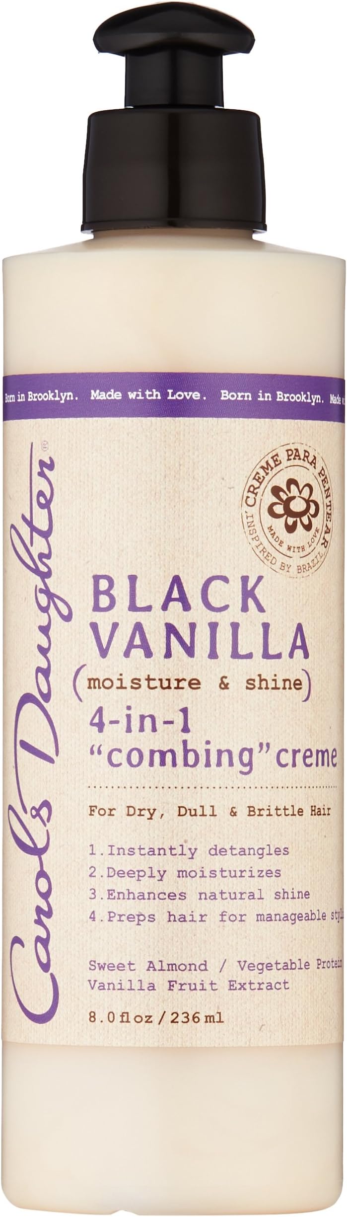 Carols Daughter Black Vanilla Moisture & Shine 4-In-1 Combing Creme, 8 Ounce