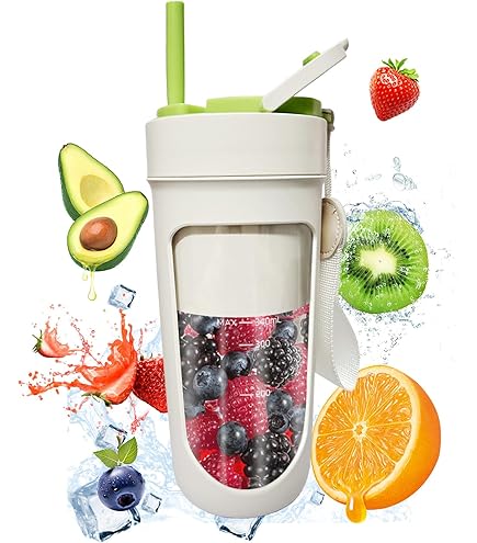Portable Blender Bottle - 11.8oz Vacuum Insulated, USB Rechargeable, 18,000 RPM, Crushes Ice, Easy Clean Personal Blender