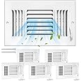 DGB 6 Pcs 10x6 Inch Air Vent Covers for Home Ceiling, 3-Way Solid Metal Wall Vent Cover Ac Vent Ceiling Register, Return Air Vent Cover, Vent Grill for Wall (White, Interior Size 10 x 6"")