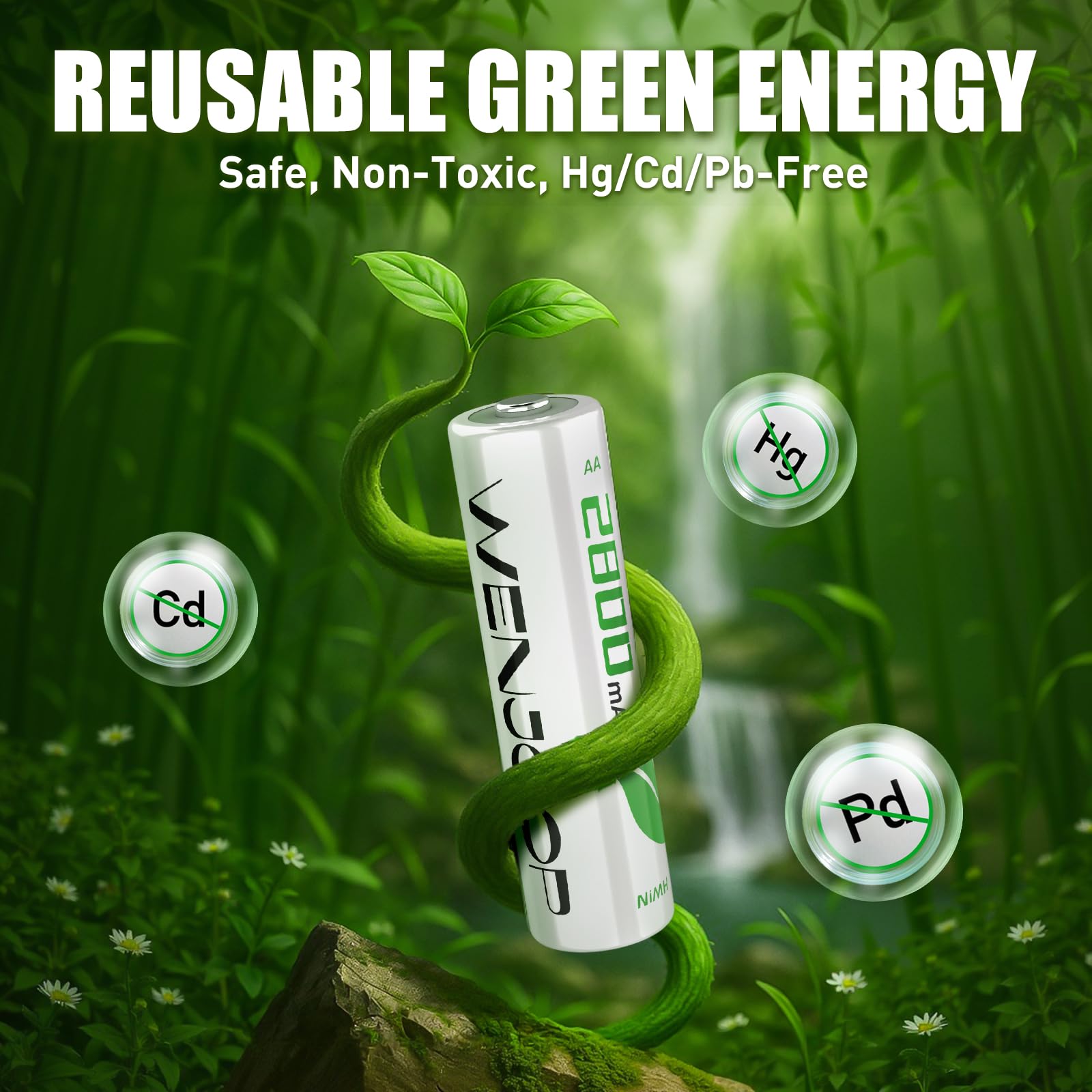 Rechargeable AA Batteries 8Pack, 2800mAh High-Capacity, NiMH, Double A Battery, Long-Lasting, AA Rechargeable Batteries for Household and Office Devices, Pre-Charged - 1.2V Low Self Discharge