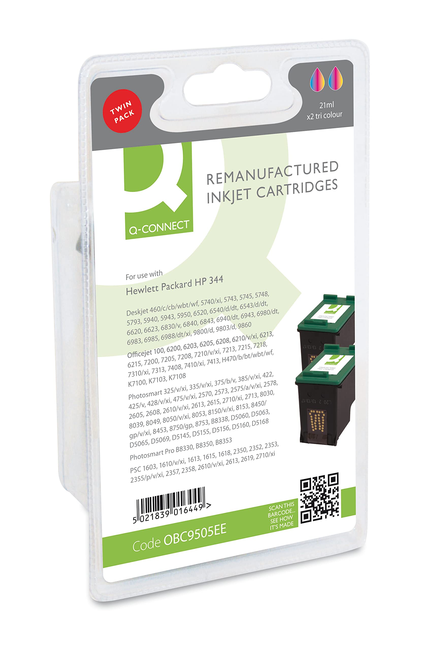 Q-Connect HP 344 Remanufactured Colour Inkjet Cartridge (Pack of 2)