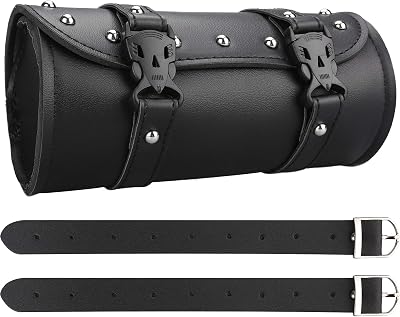 wiipara Motorcycle Saddlebag PU Leather Handlebar Tool Bag Round Black-Purple