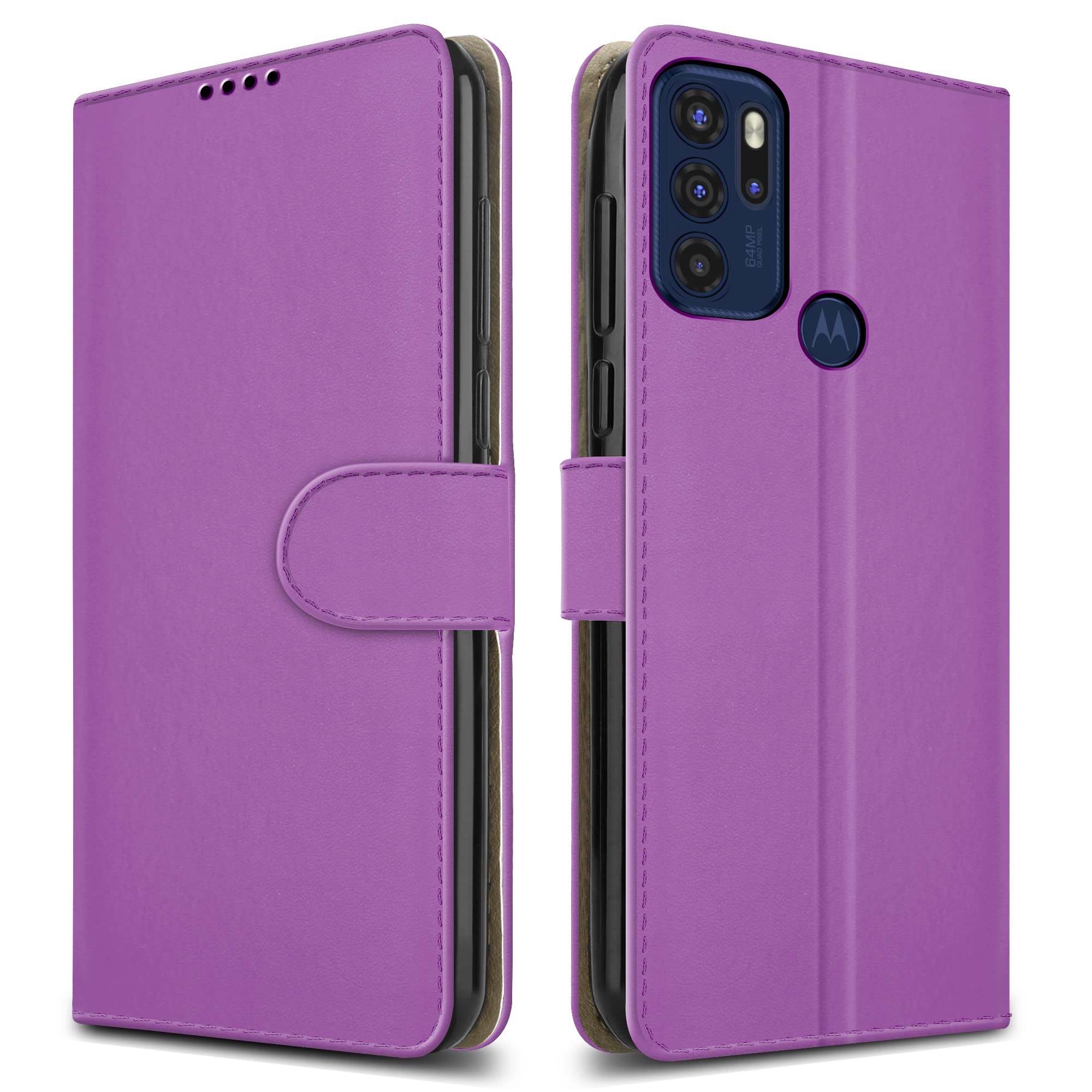 For Motorola Moto G60S Leather Phone Case, Magnetic Closure Full Protection Book Folio Design, Wallet Case Cover [Card Slots] and [Kickstand] For Motorola Moto G60S XT2133 - Purple