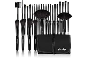 G-TEXNIK Makeup Brushes Set Professional from an Array of Eyeshadow Foundation Brushes to a Concealer Brush to Eyelash and Blusher Brushes 32 Pcs soft Make up Brush Kit, These Vegan and Cruelty-free Brushes have Soft Synthetic Bristles that Work Perfectly with any Formula. (Black)