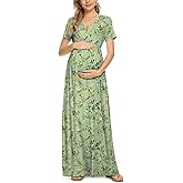 Xpenyo Maternity Maxi Dress Women Casual Wrap Long Baby Shower Pregnancy Dresses