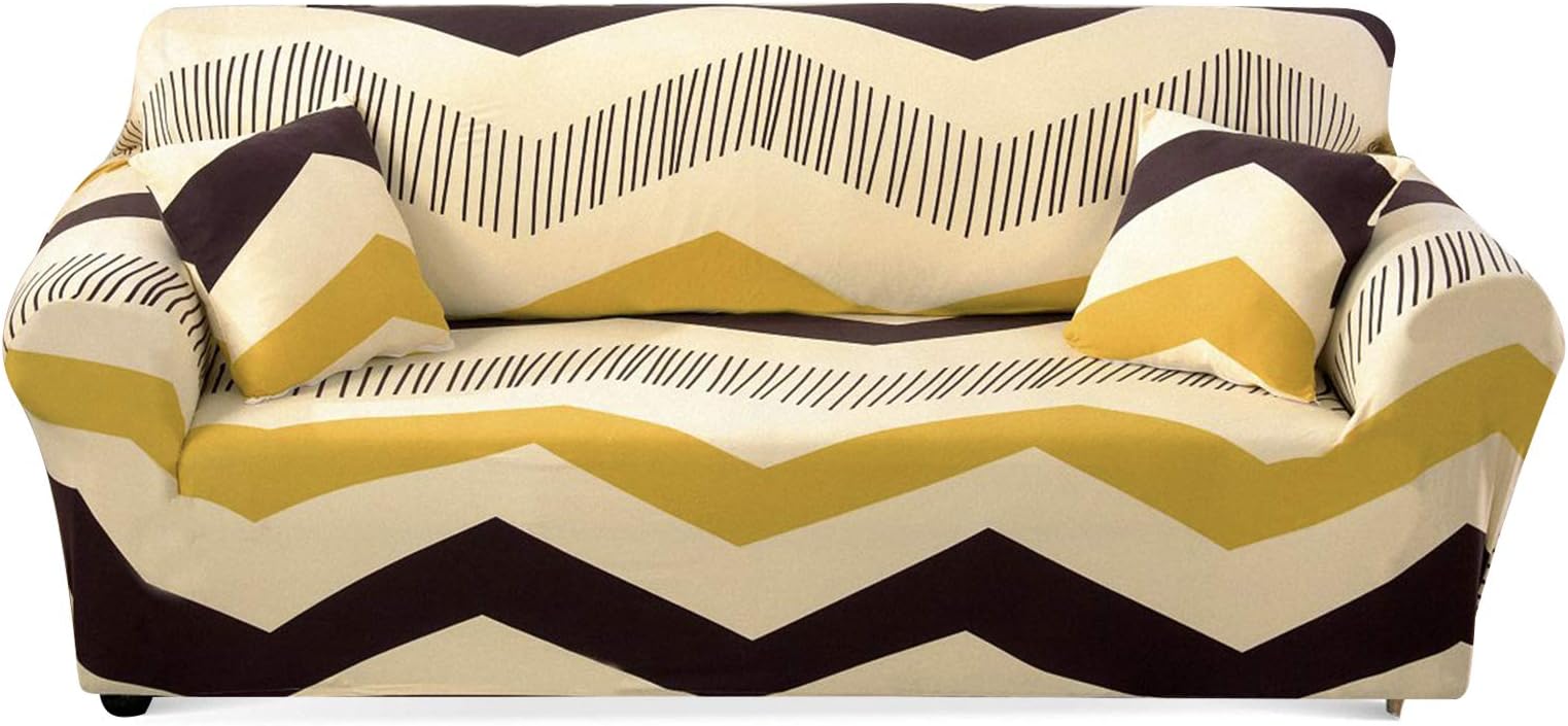 Stretch Sofa Slipcover Fitted Furniture Protector Print Sofa Cover Stylish Couch Cover with 2 Pillow Case for Loveseats/Sofas/Sectional Couches,Chevron
