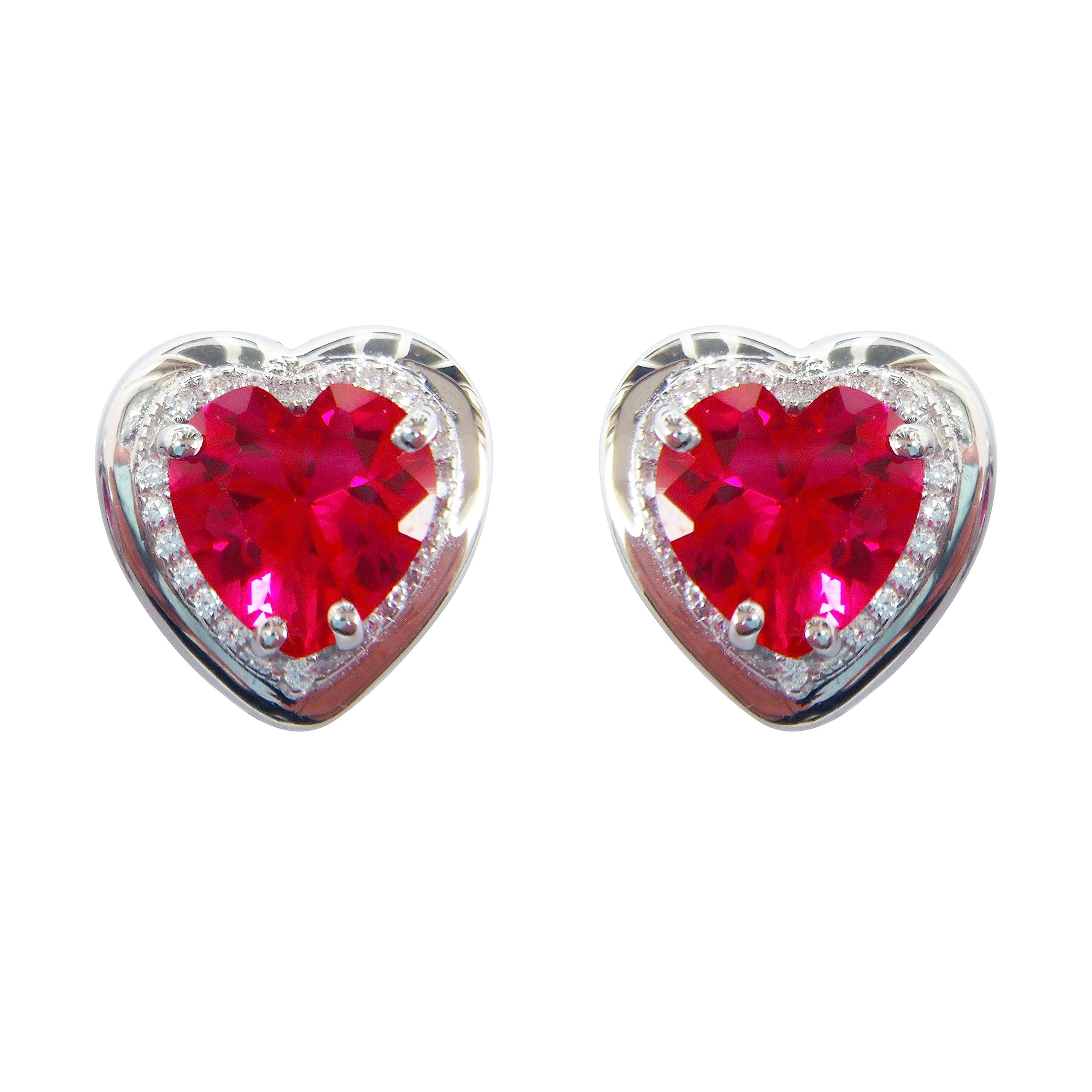 Navachi 925 Sterling Silver 18k White Gold Plated 7.5ct Heart Ruby Az9138e Stud Earrings — image 1