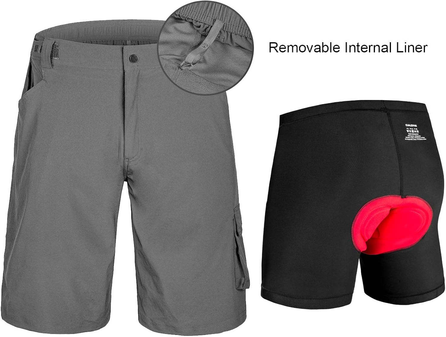 qualidyne Men's 3D Padded MTB Shorts Lightweight Mountain Bike Shorts, Loose Fit Cycling Shorts: Clothing