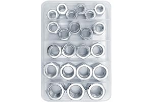ELOOGAA 5 Sizes 22pcs Hex Nuts Assortment Kit,M10 M12 M14 M16 M18 Galvanized Metric Assorted Hardware Nuts Sets