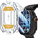 EGV 3 Pack for Apple Watch Ultra 3/Ultra 2/Ultra Screen Protector 49mm [Upgrade][Military Grade Protection] Top 9H+ HD Tempered Glass for iWatch Ultra 49mm with Auto-alignment Installation Frame
