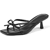 VIMISAOI Women's Bow Knot Strappy Kitten Heels Square Open Toe Slip On Mule Heels Sandals Comfortable Dress Shoes for Party Wedding