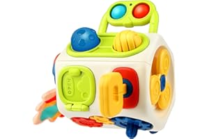 Vanmor 10-in-1 Busy Cube for 18+ Months Toddlers - 8-Sided Montessori Sensory Activity Cube with Fine Motor Skills Learning, Travel Fidget Toys for Airplane Car Seat, Gift for Boys Girls