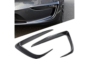 FLAMPETUS Front Fog Light Trim Cover for Tesla Model Y, 2PCS Fog Lamp Eyebrow Eyelids Cover Frame Blade Trim, Spoiler Accessories Fit Model Y 2017-2023 2024, Glossy Carbon Fiber