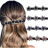 Outyua Sparkling Crystal Stone Rhinestone Braided Hair Clips for Women Duckbill Hair Clip Hair Accessories for Styling Sectioning 4Pcs