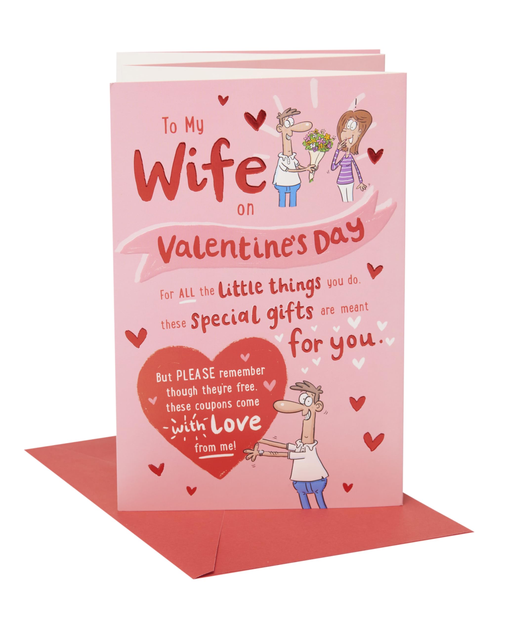 UK Greetings | Valentine's Day Card for Wife | I Love You Presents | Her, Girls, Women | Cartoon Rhyme Design | With Envelope | 14.9 x 22.9 cm