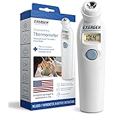 Exergen TAT-2000C+ Thermometer for Adults, Kids, &amp; Newborns, 9V Included | Temporal Artery Thermometer, Medical Grade Digital Thermometer, Soft Glow LCD, Silent Mode, 8 Memory Readings