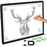 Phylosal Magnetic A4 Light Pad, Super Bright Light Box with Side Button, Diamond Art Light Board, Lightbox for Tracing and Drawing, USB Power Artcraft Light Table for Sketching, Weeding Vinyl (Black)