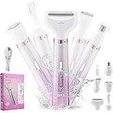 Electric Razors for Women, 5 in 1 Bikini Trimmer for Women, Wet/Dry Womens Electric Shaver Razor, Face Shaver for Face Nose Eyebrow Arms Armpit Legs Pubic Area, Facial Hair Removal