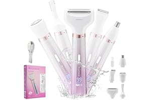 PSMICOR Electric Razors for Women, 5 in 1 Bikini Trimmer for Women, Wet/Dry Electric Shaver, Painless Womens Razor Shavers, Facial Hair Removal for Face Nose Eyebrow Arms Armpit Legs Pubic Area