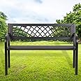 FDW Garden Bench Outdoor Bench with Plastic Backrest for Patio Metal Bench Park Bench or Yard Porch Clearance Work Entryway