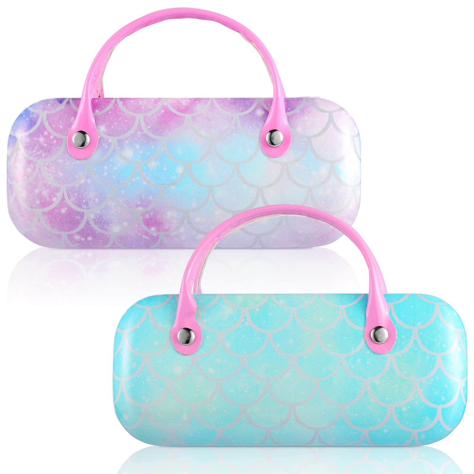 Photo 1 of Xuhal 2 Pcs Kids Hard Eyeglass Case Girls Glasses Case Portable Sunglass Makeup Storage Bag Pouch with Handle Children