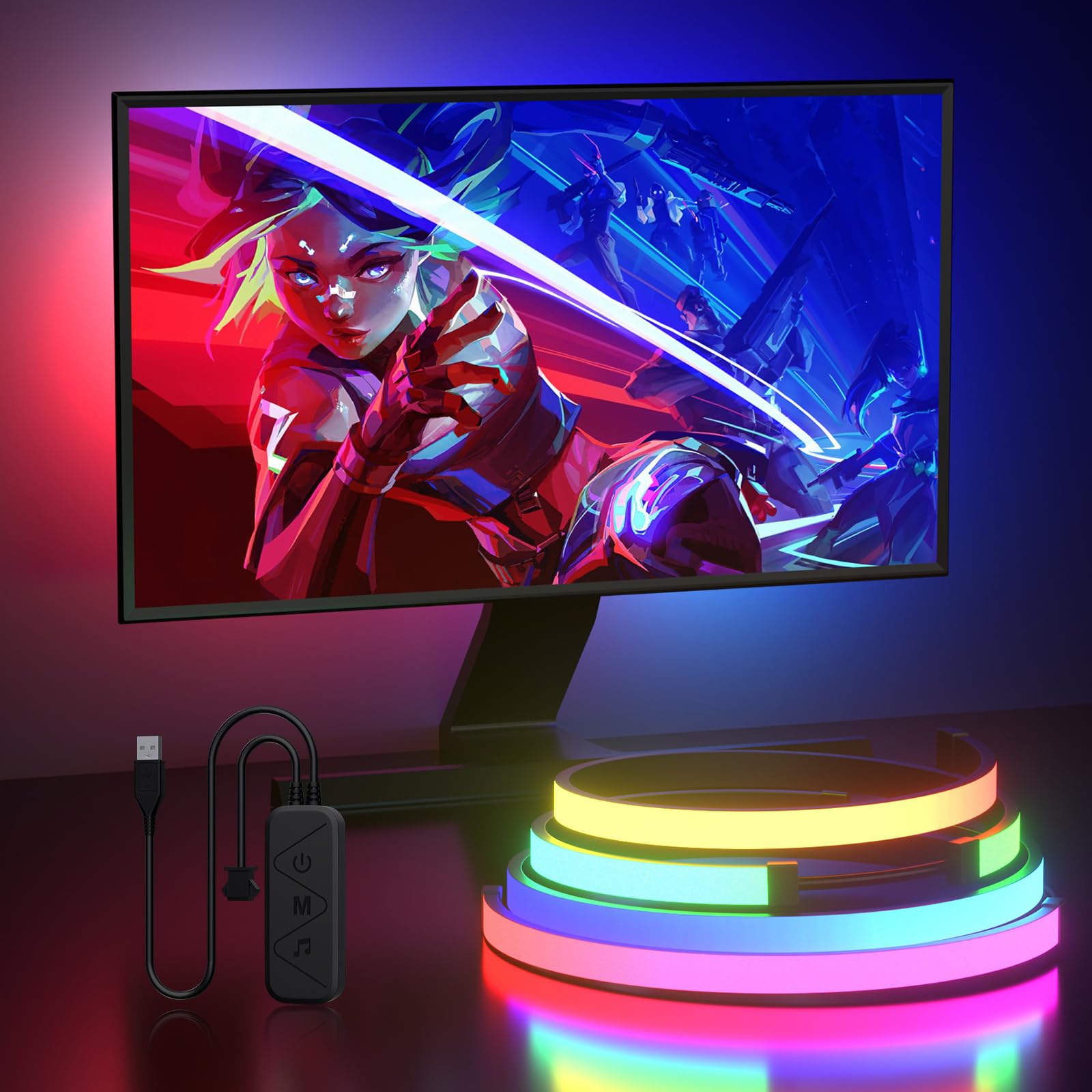 Lumtang Monitor LED Backlights, 4-Side 24-32inch LED Strip Light Sync ...