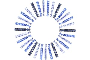 WANDIC 30 Pcs Blue Ribbon Bracelets, Colon Cancer Wristbands Prostate Cancer Awareness Bracelets Stretchy Wristbands for Publ
