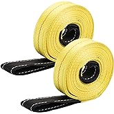 TOPZEA 2 Pack Lift Sling Straps, 20 Ft x 2 Inch Heavy Duty Nylon Lifting Slings Crane Towing Strap with End Loop, Tree Saver Recovery Straps Web Slings Winch Strap for Vehicle, Construction, Trailer