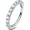 OUFER Opal and CZ 20G Nose Rings Hoops, 316L Surgical Steel Hinged Segment Nose Piercing Jewelry, Septum Lip Eyebrow Rings Cartilage Conch Rook Helix Tragus Daith Earrings For Women and Men-6/7/8MM
